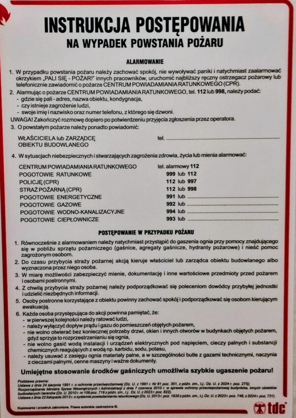 Instrukcja IPP-02 postępowania na wypadek pożaru